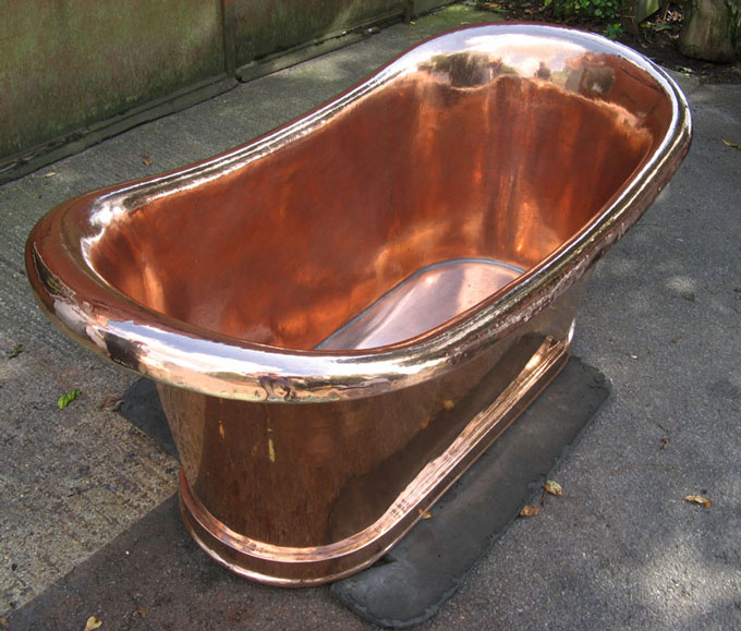 Roll Top Polished Copper Bath