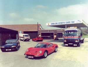 Emblem Sports Cars garage forecourt at Pimperne from the 1980's