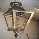 Brass French lantern finished, hanging with door open, different angle