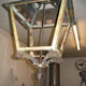 Brass French lantern finished, hanging, showing under the lid