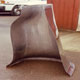 A newly fabricated aluminium special narrow Austin Healey 3000 gearbox cover, underside standing