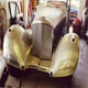 New aluminium 1935 Bentley Thrupp Maberly Darby drop head coupe front wings being fitted