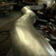 New aluminium exhaust cladding for a WO Bentley Speed Six in construction