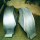 A new handmade pair of steel front wings for an Edwardian Sunbeam, rear