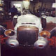 The Lagonda V12 Le Mans Gunville Special with new aluminium bodywork completed in workshop, front