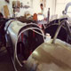 The Lagonda V12 Le Mans Gunville Special during construction inside our workshop with Don in background