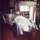 The Lagonda V12 Le Mans Gunville Special with new aluminium bodywork completed in workshop, nearside rear