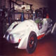 The Lagonda V12 Le Mans Gunville Special with new aluminium bodywork completed in workshop, offside rear